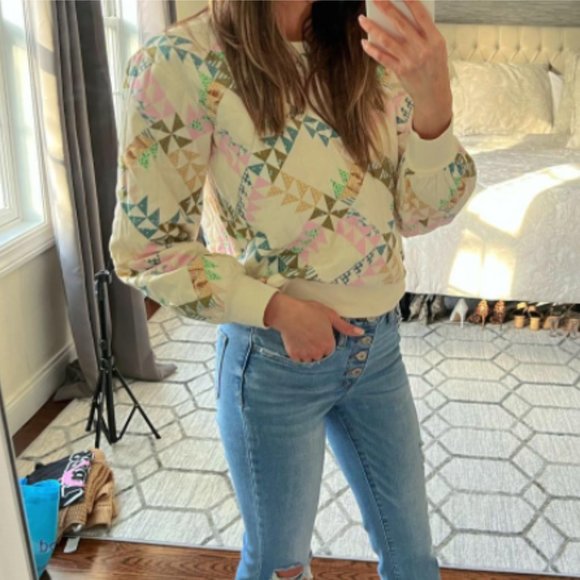 Universal Thread Retro Quilted Sweater Womens Grandma Quilt Pullover - Picture 2 of 10